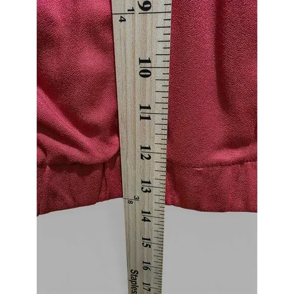 Women’s Burgundy Wrap Front Top | Short Sleeve Tie Waist Blouse | Medium - Picture 14 of 14